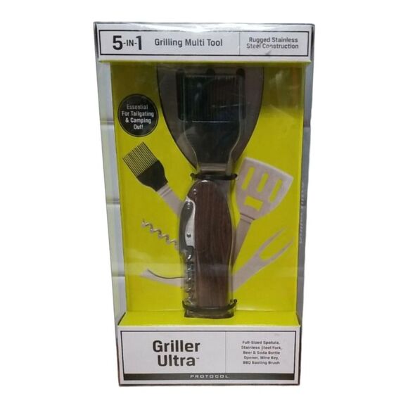 NEW Protocol Griller Ultra 5-In-1 GRILLING BBQ MULTI TOOL‎ MAN Cave Camping NIB - Picture 1 of 6
